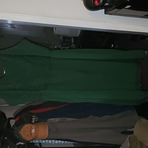 Bloomchic  pine green lace  layover tank dress with adjustable straps